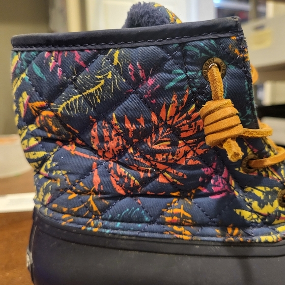 Sperry Saltwater Duck Womens Boots Colorful Floral & Blue Design Zipper Size 7 - Picture 4 of 10